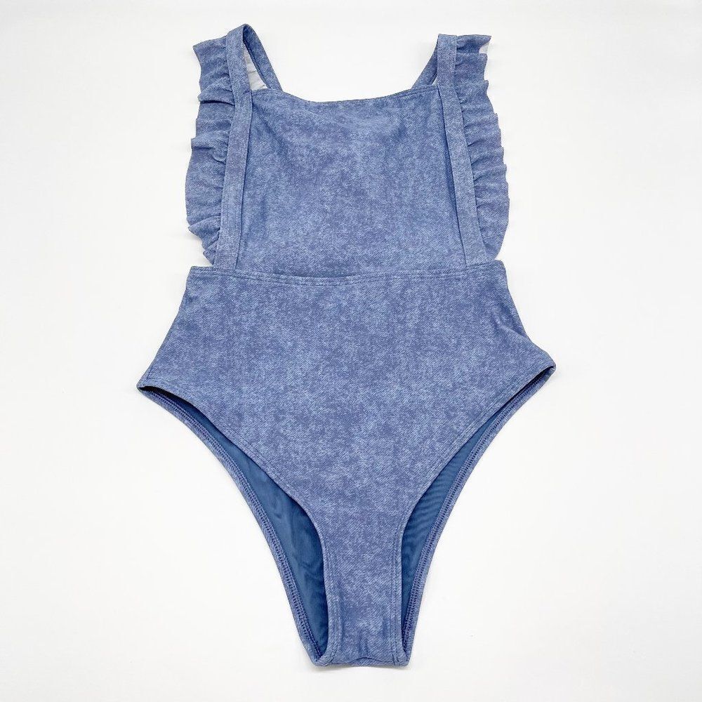Aerie Blueruffle One Piece Swimsuit